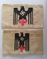 2 db NSDAP náci, horogkeresztes Deutsches Rotes Kreuz (DRK, Német Vöröskereszt) karszalag