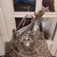 Carafe, decanter, jug, crystal, silver plated, extra, !! Duck-shaped spout, bottle, gift
