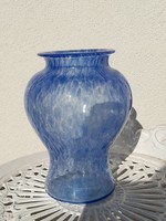 Karcagi fátyolüveg váza - kék  21 cm
