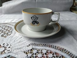 Hollóházi porcelán csésze + alj Grúz tea reklám