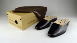 1G454 joy harper black women's leather slippers size 37