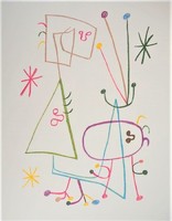 Joan Miro (1893-1983) "Egyedül beszélni" Szines kőnyomat  Aláírással a lemezen mérete: 48 X 63