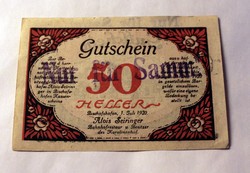 Régi utalvány 1920. Ausztria 3.9