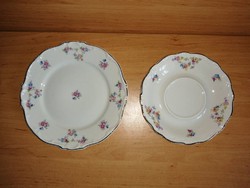 Hertel jacob - bavaria porcelain flower pattern small plates 15.5 and 19 cm (2p)