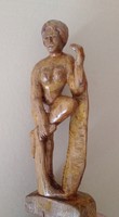 Wooden statue, nude