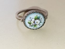 Orosz fém gyűrű kézzel festett porcelán díszítéssel.