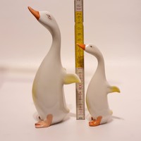 Hollóházi goose, goose porcelain figurine 2 pieces (1965)