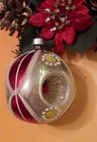 Karácsonyfadisz üveg gömb, ablakos, hibás