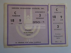 D185440 ticket - Szeged Szeged outdoor games 1991 puccini turandot opera