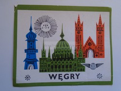 D185423 Régi  bőröndcímke lengyel felirattal ''WEGRY'' (Magyaroszág)  IBUSZ