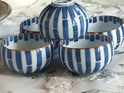Japanese fine porcelain sake cup 5 pcs with blue bamboo pattern
