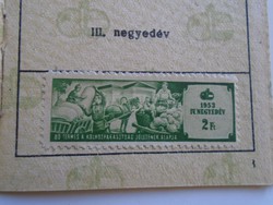 D185414 Membership book of a Hungarian-Soviet company with two stamps 1953-54