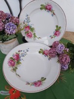 Beautiful floral flat + deep plates plate porcelain rosy floral collection piece