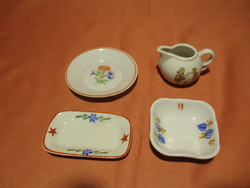 Old porcelain baby tableware pieces, plate, bowl, pouring, sauce