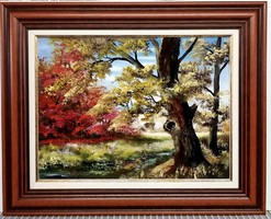 Czinóber - Októberi tabló ( 30 x 40, olaj, gyönyörű keretben )