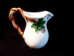 Special marked Italian ceramic wine jug with convex grape leaves and tendril