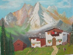 Alpine still life oil on canvas painting
