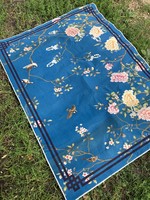 Large Chinese famille rose landscape with machine mat