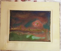 Sunset fire enamel pictures - marked b.F.
