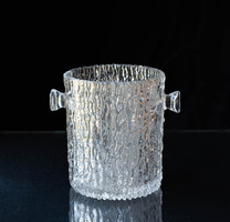 Mid-century modern design jégkockatartó edény - retro jeges mintás üveg - IIttala?