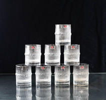 Finn mid-century modern röviditalos készlet - IIttala poharak - Tapio Wirkkala design retro üveg