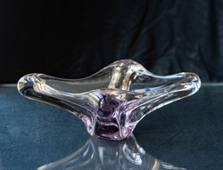 Mid-century modern Czech artistic glass bowl - chribska jozef hospodka style - retro decorative glass