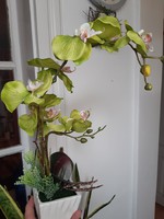 Yellowish green bifurcated orchid in artificial flower - ceramic
