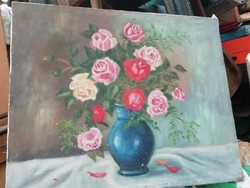 Flower still life oil on canvas painting