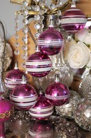 Régi  üveg bíbor lila  színű    karácsonyfadísz  csomag