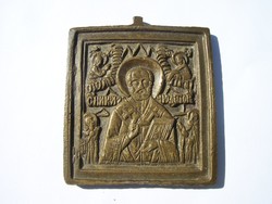 Antik ortodox réz úti ikon