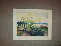 Réti Zoltán: "Balaton", akvarell festmény, 30x40 cm+keret