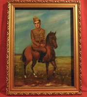 Túrai L. szignóval - Naiv festmény GYÖNYÖRŰ KERETBEN, 66 x 52 cm