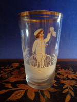 Antique enamel painted bicycle glass