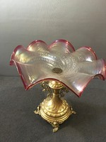 19th Century Kralik Glass Offering with Bronze Base!!!