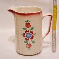 Kispest, burgundy flower pattern large granite water jug (1976)