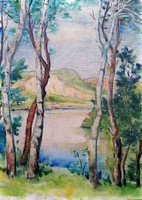 Andor Heller (1904 - ) Riverside Landscape