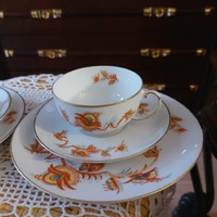 Antik Thomas Bavaria porcelán teás, reggeliző készlet, étkeszlet különleges minta, jelzett,hibátlan