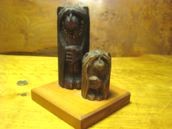 2 pcs Swedish carved troll on wooden base g 72/2