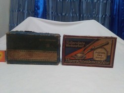 Két darab régi doboz - Szmena 6 fényképzőé és Solingen kézi hajvágóé