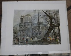 Paris notre dame at le square v. Artist Viani print - indicated