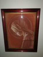 Kádár Béla(1877-1956) - Madonna - antik pasztell festmény.
