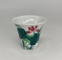 Chinese lotus flower marked painted fine porcelain cup teacup tea cup china japanese asia xx