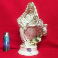 Porcelain figurine with a candlestick pierced with Madonna's child.