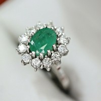 Eljegyzési gyémánt smaragd gyűrű