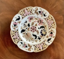 Zsolnay porcelán antik TJM tálka, perzsamintás, 15,5 cm