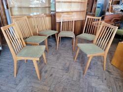Retro régi kárpitozott 6 db szék étkezőszék mid century étkezőszék garnitúra