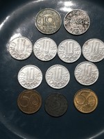 Old Austrian metal money 1924-1991 12 pcs
