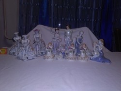Eleven porcelain nips, figurines together - damaged