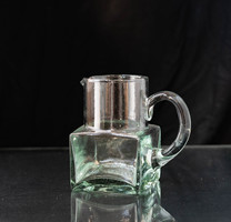 Mid-century modern üveg kancsó - retro kiöntő, szögletes, skandináv design