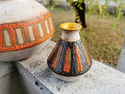 Retro vase of B students, Hungarian handicraft ceramics, 12 cm